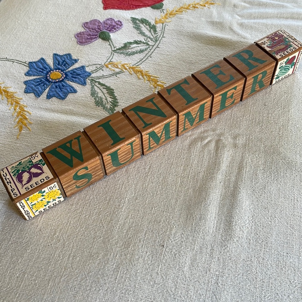 Wood block seasonal decor, gardening-harvest country theme